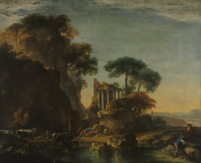 Ruïnes in een Rotsachtig Landschap, ca. 1640 door Salvator Rosa