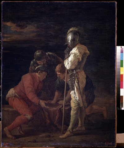 Soldaten die dobbelen door Salvator Rosa