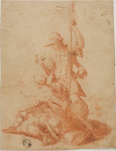 Twee mannelijke krijgers door Salvator Rosa