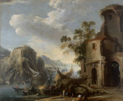 Uitzicht op een baai, werk van Salvatore Rosa, bewaard in de Galleria Estense in Modena door Salvator Rosa
