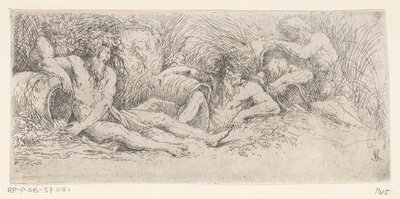 Vijf riviergoden met urnen door Salvator Rosa