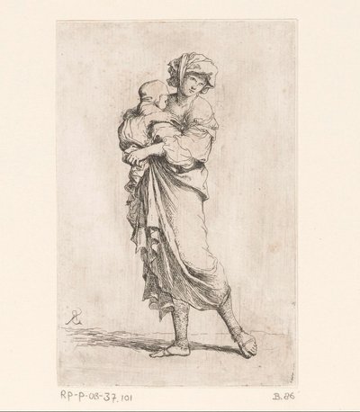 Vrouw met een kind door Salvator Rosa