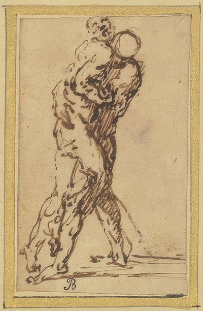 Twee worstelaars door Salvator Rosa