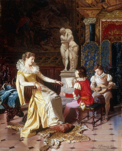 Isabella Orsini luistert naar de zonen van de Tasso door Salvatore Frangiamore