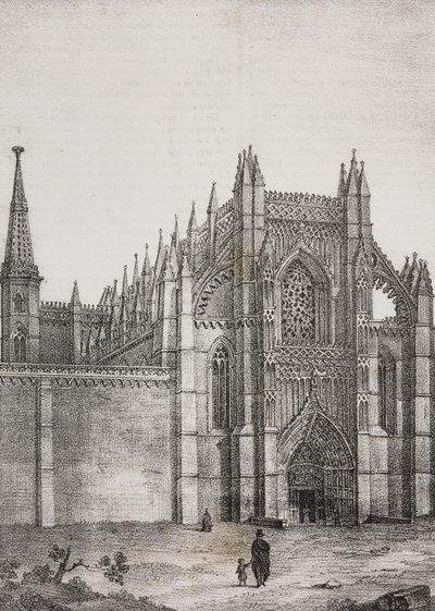 Batalha klooster, Portugal, lithografie door Salvatore Puglia uit Poliorama Pittoresco, nr. 33, 22 maart door Salvatore Puglia
