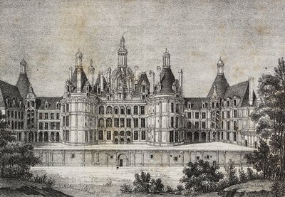 Kasteel Chambord, Frankrijk, lithografie door Salvatore Puglia uit Poliorama Pittoresco, nr. 39, 6 mei door Salvatore Puglia