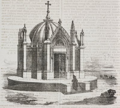 Kapel van St. Louis in Tunis, Tunesië. Lithografie door Salvatore Puglia uit Poliorama Pittoresco door Salvatore Puglia