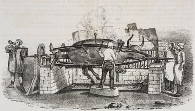 Kolossale braadstuk, lithografie door Salvatore Puglia uit Poliorama Pittoresco, nr. 4, 2 september door Salvatore Puglia