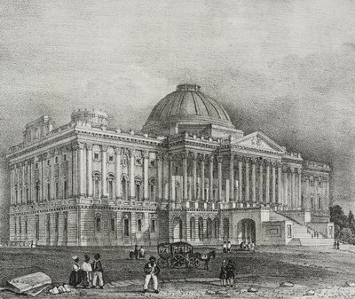 Gevel van het Capitool in Washington, VS, lithografie door Salvatore Puglia uit Poliorama Pittoresco, nr. 42, 28 mei door Salvatore Puglia