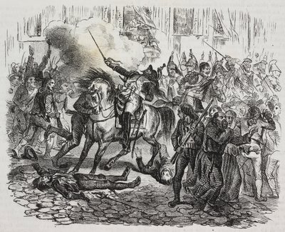 Opstand van Madrid, lithografie door Salvatore Puglia uit Geschiedenis van Napoleon door Cesare Malpica (1804-1848) uit Poliorama Pittoresco, nr. 47, 1 juli door Salvatore Puglia
