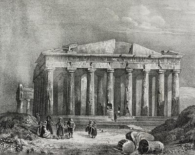 Parthenon, Akropolis van Athene, Griekenland, lithografie door Salvatore Puglia uit Poliorama Pittoresco, nr. 32, 19 maart door Salvatore Puglia