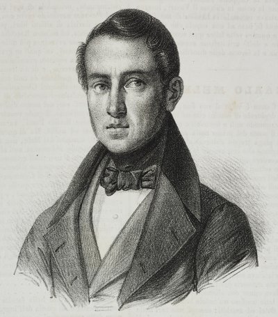 Portret van Carlo Mele (1792-1841), lithografie door Salvatore Puglia uit Poliorama Pittoresco, nr. 15, 20 november door Salvatore Puglia
