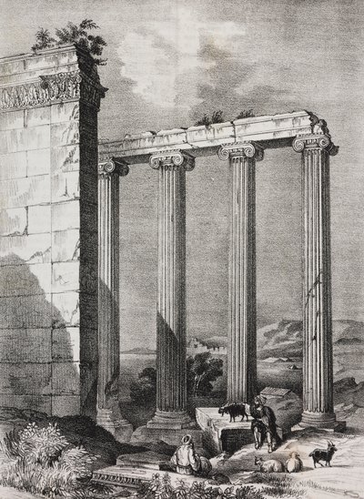 Ruïnes van Ionische tempel Tchavdere, Klein-Azië, uit Poliorama Pittoresco, nr. 37, 19 april door Salvatore Puglia