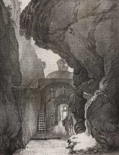 Heiligdom van de Heilige Drie-eenheid of Heiligdom van de Gespleten Berg, Gaeta, Lazio, Italië, uit Poliorama Pittoresco, nr. 43, 1 juni door Salvatore Puglia