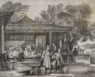 Theewerkplaats, lithografie door Salvatore Puglia uit Poliorama Pittoresco, nr. 23, 13 januari door Salvatore Puglia