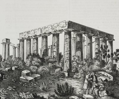 Tempel van Apollo op de berg Panellenius, Griekenland, lithografie door Salvatore Puglia uit Poliorama Pittoresco, nr. 40, 14 mei door Salvatore Puglia