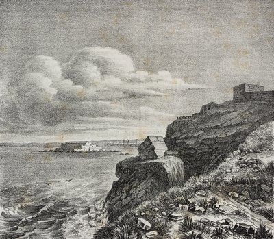 Graf voor Francois-Rene de Chateaubriand in Saint-Malo, Frankrijk, lithografie door Gaetano Riccio uit Poliorama Pittoresco, nr. 32, 18 maart door Salvatore Puglia