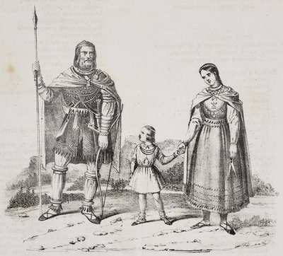 Varangians, volk van het Scandinavisch Schiereiland, lithografie uit Poliorama Pittoresco, nr. 42, 27 mei door Salvatore Puglia