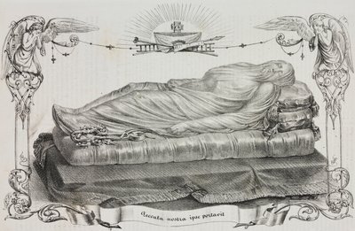 Gesluierde Christus door Giuseppe Sanmartino (circa 1720-1793), Cappella Sansevero, Napels, Campania, Italië, lithografie door Salvatore Puglia uit Poliorama Pittoresco, nr. 33, 26 maart door Salvatore Puglia
