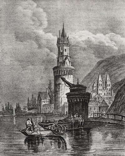 Uitzicht op Andernach, Duitsland, lithografie door Salvatore Puglia uit Poliorama Pittoresco, nr. 45, 17 juni door Salvatore Puglia