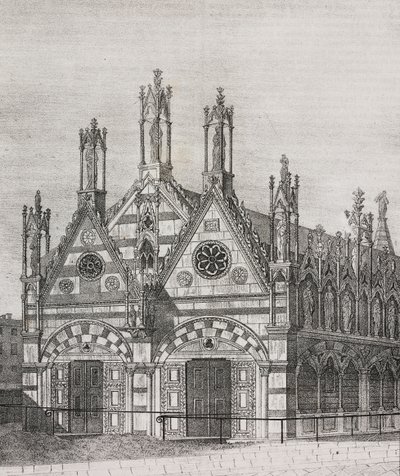 Uitzicht op de kerk van Santa Maria della Spina in Pisa, Toscane, Italië, lithografie uit Poliorama Pittoresco, nr. 34, 29 maart door Salvatore Puglia