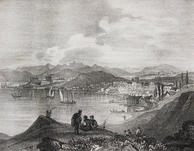 Uitzicht op Corfu vanaf de berg Oliveto, Ionische Eilanden, Griekenland, lithografie door Salvatore Puglia uit Poliorama Pittoresco, nr. 25, 25 januari door Salvatore Puglia