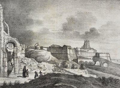 Uitzicht op Crotone, Calabrië, Italië, lithografie uit Poliorama Pittoresco, nr. 51, 29 juli door Salvatore Puglia