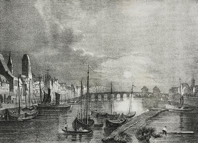 Uitzicht op Frankfurt, Duitsland, lithografie door Salvatore Puglia uit Poliorama Pittoresco, nr. 19, 18 december door Salvatore Puglia