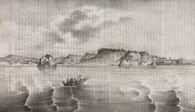 Uitzicht op Posillipo vanaf de Coroglio-weg, Campania, Italië, lithografie door Salvatore Puglia uit Poliorama Pittoresco, nr. 30, 2 maart door Salvatore Puglia