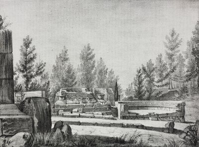 Uitzicht op de ruïnes van Pompeii, Campania, Italië, lithografie door Salvatore Puglia uit Poliorama Pittoresco, nr. 7, 25 september door Salvatore Puglia