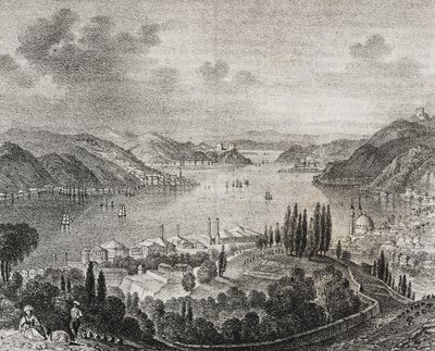Uitzicht op de Straat van de Dardanellen, lithografie door Salvatore Puglia uit Poliorama Pittoresco, nr. 20, 23 december door Salvatore Puglia
