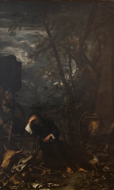 Democritus in meditatie, 1651 door Salvatore Rosa