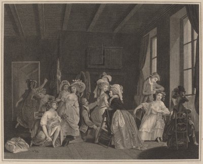 De voorbereidingen voor het ballet door Salvatore Tresca after Nicolas Lavreince