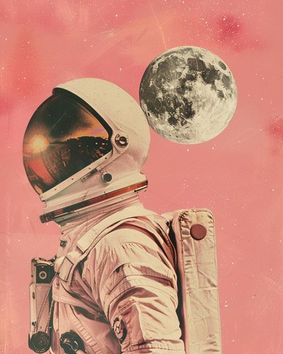 Astronaut bij zonsondergang op de maan door Samantha Hearn