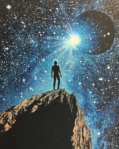 Man die naar de kosmos staart door Samantha Hearn