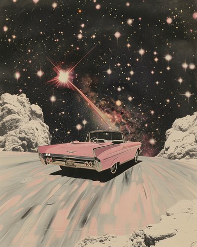 Roze cabriolet Cosmic Drive door Samantha Hearn