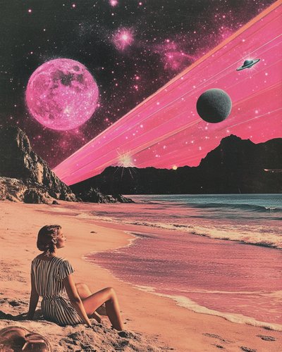 Roze Kosmisch Strand door Samantha Hearn