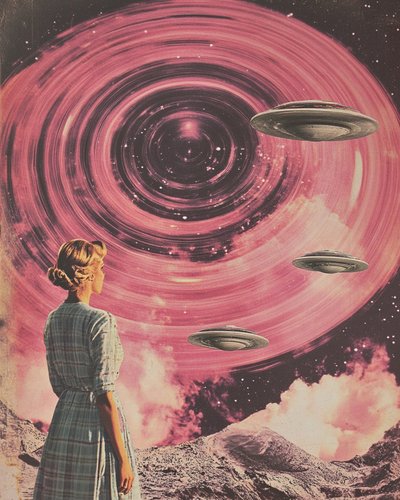 Retro-scifi-uitzicht op de melkweg door Samantha Hearn