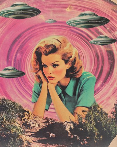 Retro-sciencefictionvrouw door Samantha Hearn
