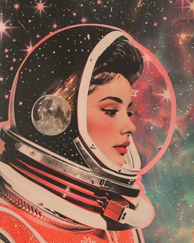 Retro-ruimtevrouw door Samantha Hearn