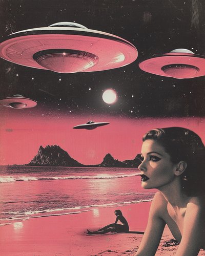UFO’s boven Pink Beach door Samantha Hearn