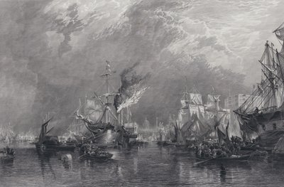 De Haven van Londen (gravure) door Samuel (after) Bough