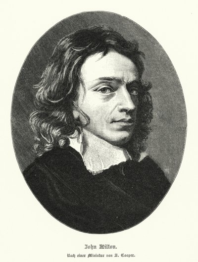 John Milton, Engelse dichter (litho) door Samuel (after) Cooper