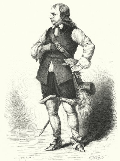 Oliver Cromwell, Lord Protector van het Gemenebest (gravure) door Samuel (after) Cooper