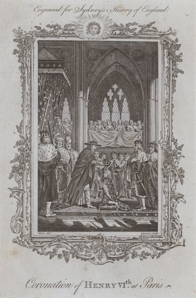 Kroning van Hendrik VI in Parijs door Samuel (after) Wale