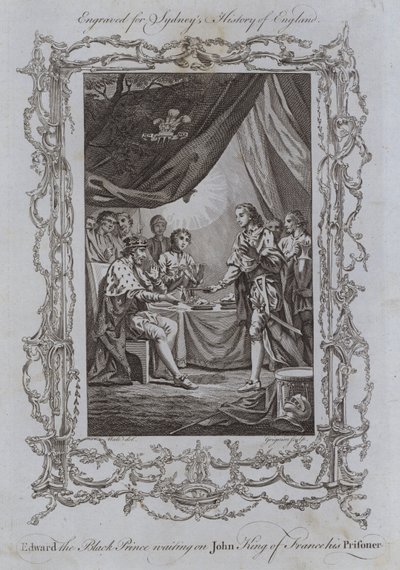 Edward de Zwarte Prins Bedient John Koning van Frankrijk, Zijn Gevangene door Samuel (after) Wale