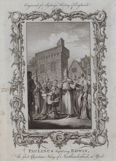 Paulinus doopt Edwin, de eerste christelijke koning van Northumberland, in York door Samuel (after) Wale