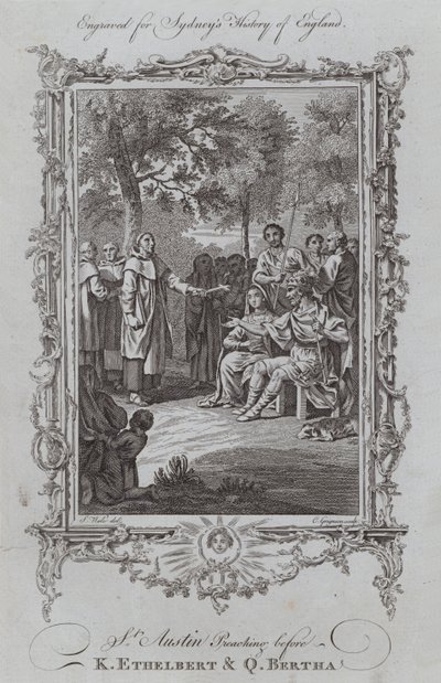 St. Austin predikt voor koning Ethelbert en koningin Bertha door Samuel (after) Wale