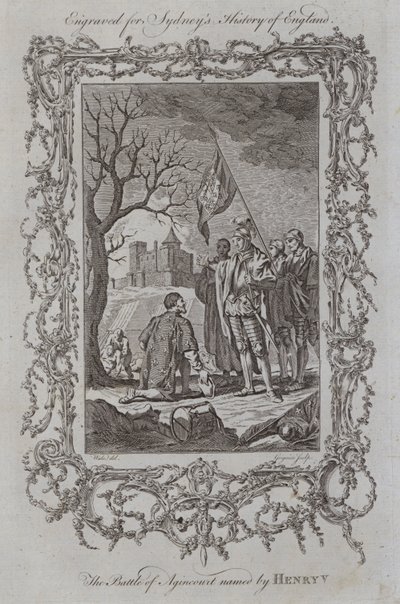 De Slag bij Agincourt genoemd door Henry V (gravure) door Samuel (after) Wale