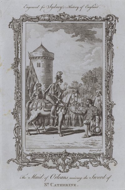 De Maagd van Orléans ontvangt het Zwaard van St. Catherine door Samuel (after) Wale